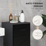 easycomfort easycomfort mobiletto bagno in truciolato con cassetto e armadietto a 2 livelli regolabili 30x30x82 cm nero e grigio