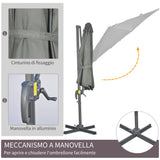 easycomfort easycomfort ombrellone da giardino decentrato 3x2 5 m girevole a 360 con angolazione regolabile grigio