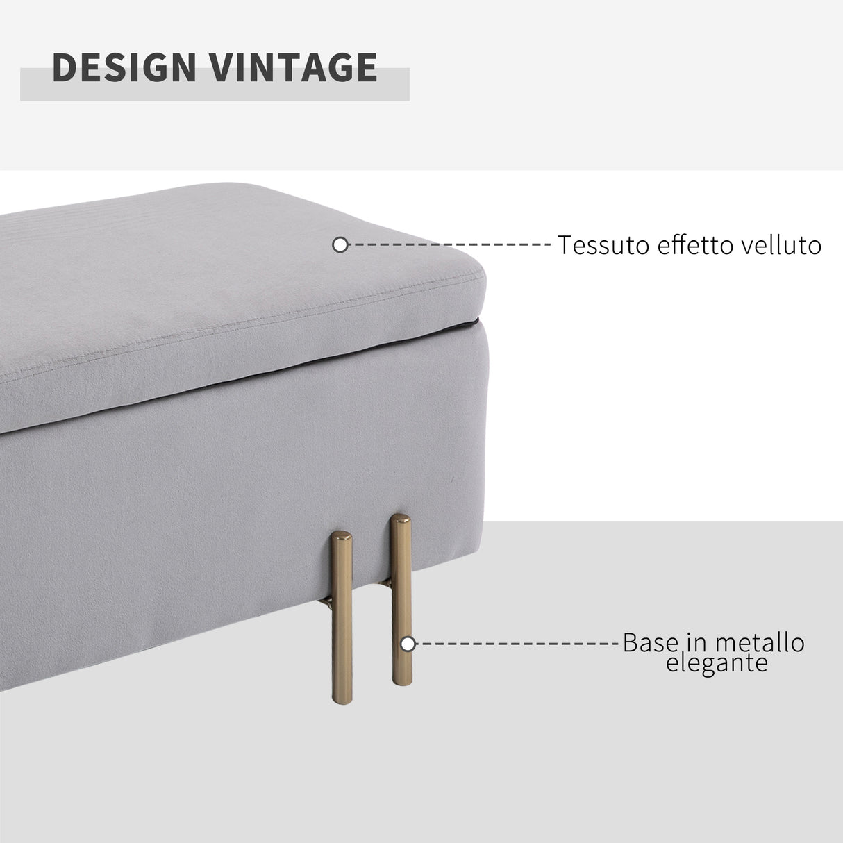 easycomfort easycomfort panca contenitore imbottita per soggiorno e camera da letto 100 x 40 x 42 cm grigio ean 8054144132105