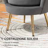 easycomfort easycomfort poltrona a conchiglia poltroncina vintage poltroncina da camera e salotto design elegante con schienale alto 76x67x74cm grigio