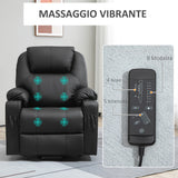 easycomfort easycomfort poltrona alzapersona reclinabile max 135 con 8 punti massaggianti e poggiapiedi 88x92x106 cm nero