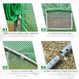 easycomfort easycomfort serra da giardino a tunnel 8x3x2m in pe e acciaio con porta avvolgibile e finestre verde