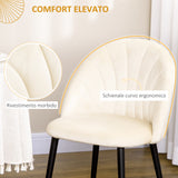 easycomfort easycomfort set 2 sedie da salotto e sala da pranzo imbottite in metallo e tessuto effetto velluto beige 52x54x79 cm