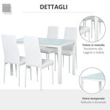 easycomfort easycomfort set 5 pezzi con 1 tavolo e 4 sedie per cucina o sala da pranzo in finta pelle metallo e vetro temperato bianco