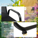 easycomfort easycomfort set da giardino 3 pezzi con tavolino e 2 sedie impilabili in acciaio e tessuto traforato nero
