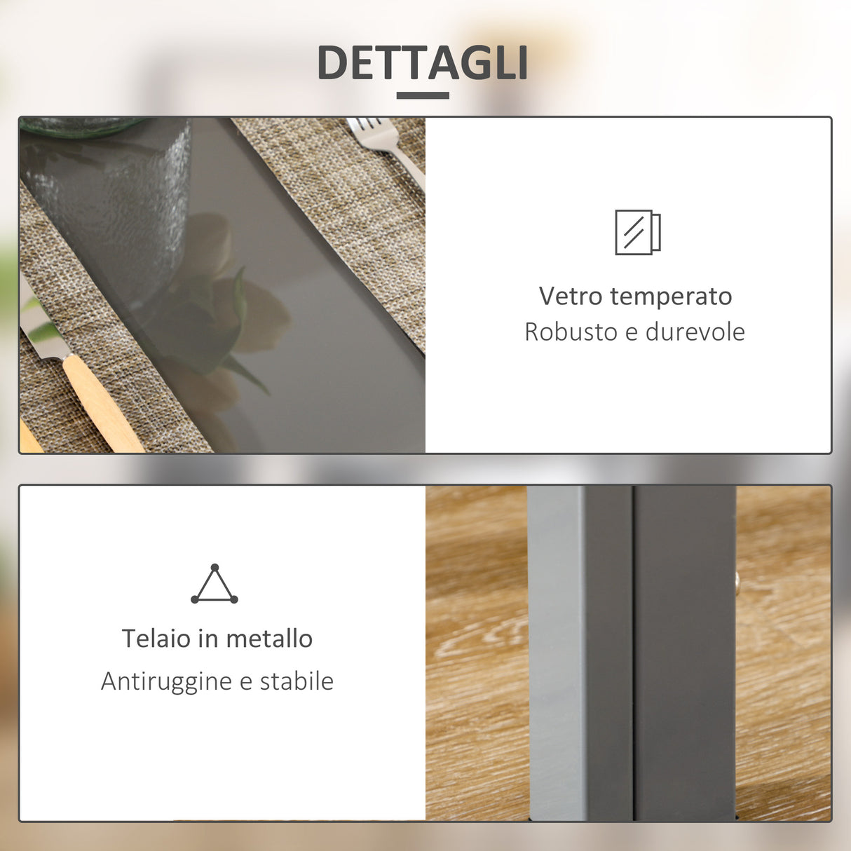 easycomfort easycomfort set da pranzo 5 pezzi con 1 tavolo da pranzo e 4 sedie moderne in similpelle metallo e vetro temperato grigio