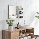 easycomfort easycomfort specchio da bagno a parete con 2 ripiani laterali e ripiano inferiore in mdf e vetro 75x10x48 cm bianco