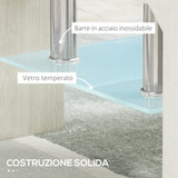 easycomfort easycomfort tavolino da caffe moderno a 2 livelli in vetro e legno 90x50x42cm bianco