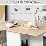 easycomfort easycomfort tavolo consolle a ribalta con vano mensola tavolino da salotto e cucina tavolo a ribalta pieghevole salvaspazio color legno e bianco 118x80x72cm ean 8054144135571