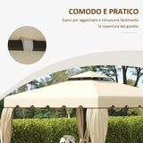 easycomfort easycomfort tettuccio di ricambio per gazebo da giardino 3x3m con tetto a 2 livelli in poliestere beige