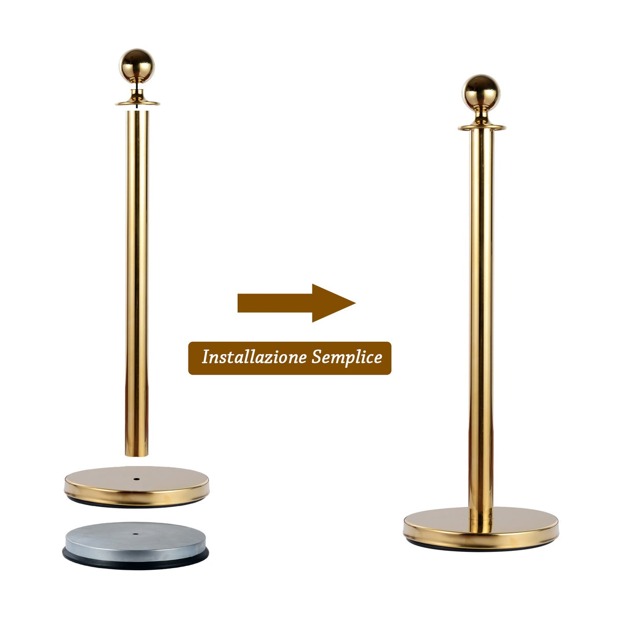 easycomfort easycomfort transenne elimina separacode paletti di delimitazione con corde rosso acciaio inox 32 x 95cm oro