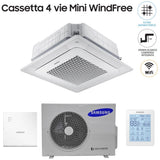 climatizzatore condizionatore samsung mini cassetta 4 vie windfree 12000 btu ac035nnndkh r 410 wi fi optional con telecomando wireless e pannello incluso