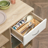 easycomfort easycomfort carrello da cucina portavivande con cassetto ripiani e armadietto in legno acciaio e vetro 65x39x80cm