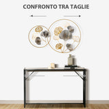 easycomfort easycomfort decorazione murale 3d in metallo wall art dorata con ginkgo in due cornici rotonde 102x66 2cm oro e argento
