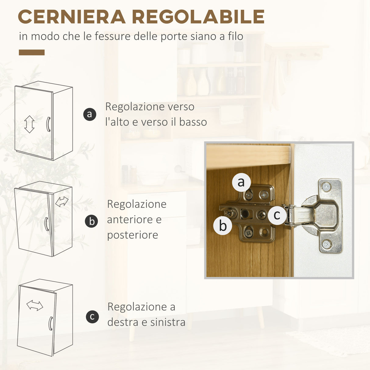 easycomfort easycomfort dispensa da cucina in truciolato con armadietti cassetti ripiani regolabili e appendino 93x40x180 cm