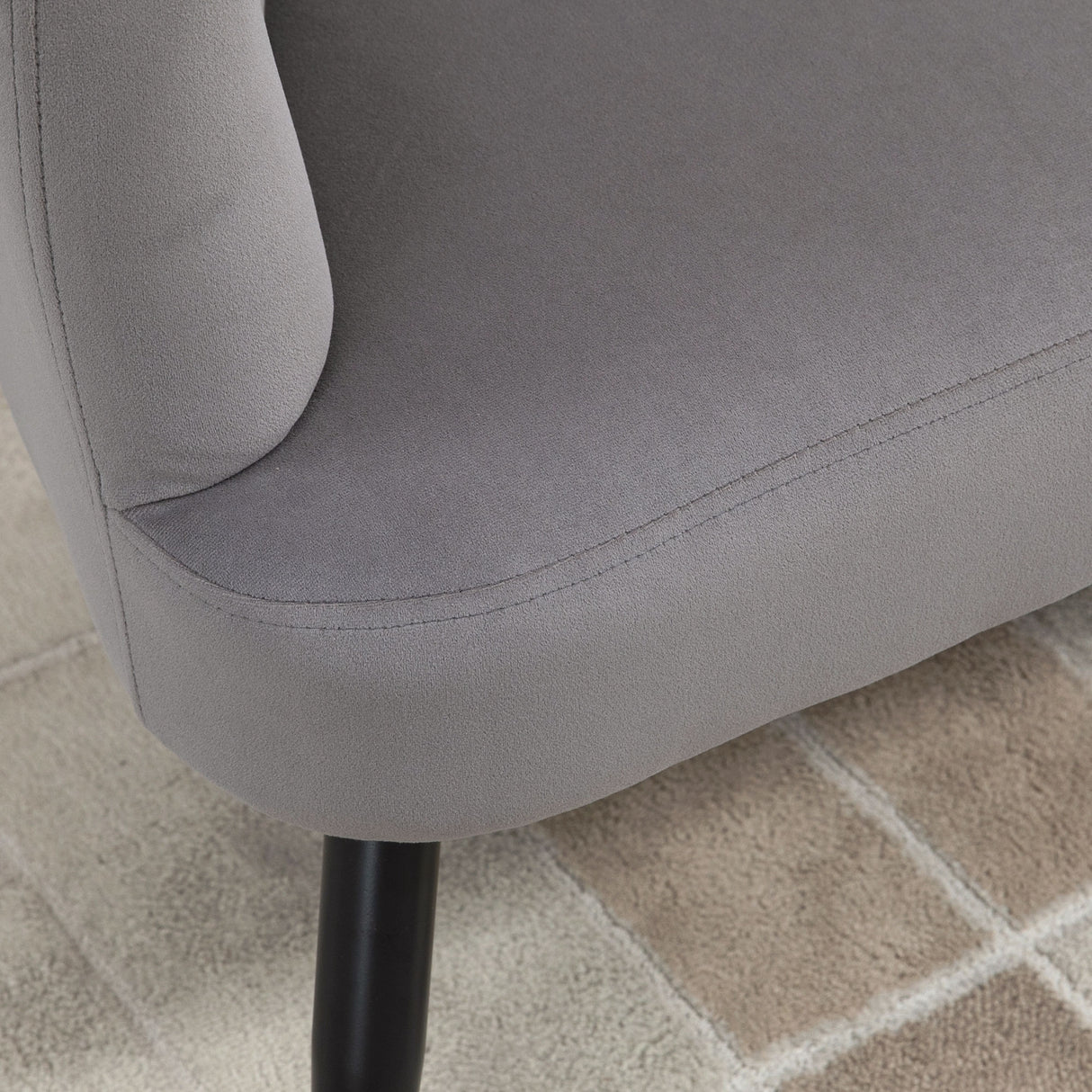 easycomfort easycomfort divano 2 posti in velluto con gambe in metallo e schienale a conchiglia 132x66x80cm grigio