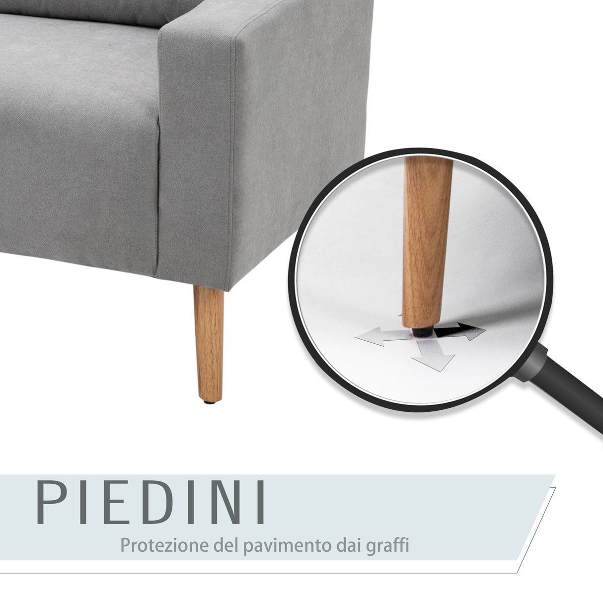 easycomfort easycomfort divano 2 posti moderno in stile nordico con schienale trapuntato in poliestere e legno 145x76x88 cm grigio chiaro ean 8054144135021