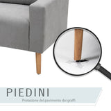easycomfort easycomfort divano 2 posti moderno in stile nordico con schienale trapuntato in poliestere e legno 145x76x88 cm grigio chiaro ean 8054144135021
