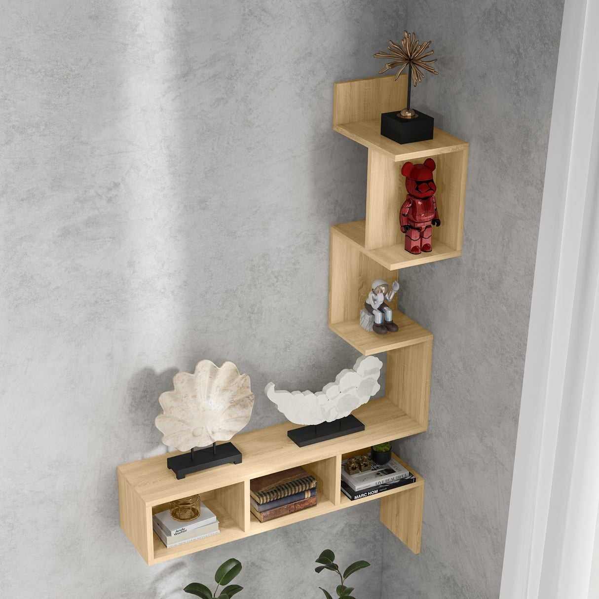 easycomfort easycomfort mensola portaoggetti in mdf con ripiani aperti per soggiorno e camera da letto 80x20x128 5 cm rovere