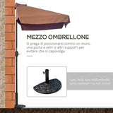 easycomfort easycomfort ombrellone semicircolare 2 3x1 3 m da terrazza e giardino per parete con manovella caffe