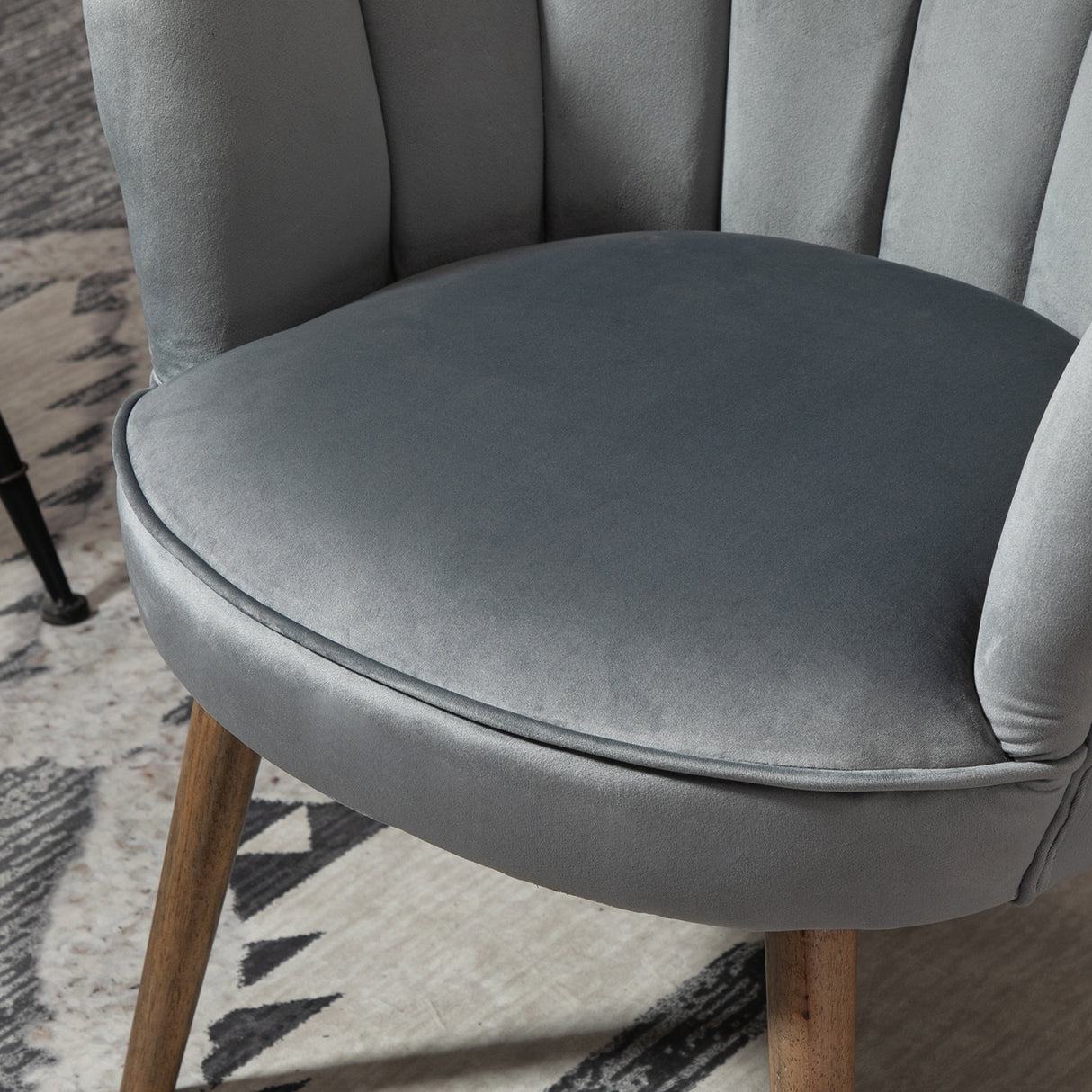 easycomfort easycomfort poltrona in velluto imbottita con schienale a conchiglia 66x66x78 5cm grigio