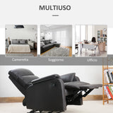 easycomfort easycomfort poltrona relax per interni reclinabile manualmente con cuscino imbottito in pelle pu e acciaio 75x82x99 cm marrone ean 8055776912493
