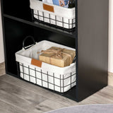 easycomfort easycomfort scrivania pc in legno con 6 ripiani portaoggetti laterali 120x55x120 cm nero