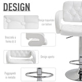 easycomfort easycomfort sgabello da bar alto con schienale e braccioli sgabello da cucina moderno girevole con altezza regolabile e poggiapiedi in finta pelle 61x50x94 114cm bianco ean 8054144130910