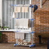 easycomfort easycomfort stendibiancheria pieghevole a 4 livelli con ali girevoli e 4 ruote in acciaio e pp 73x64x177 cm bianco e argento