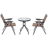 easycomfort easycomfort tavolino con 2 sedie set mobili 3pz pieghevole regolabile esterno textilene marrone