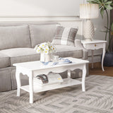 easycomfort easycomfort tavolino da salotto con ampio ripiano portaoggetti inferiore in legno 94x44x43cm bianco ean 8054144137254