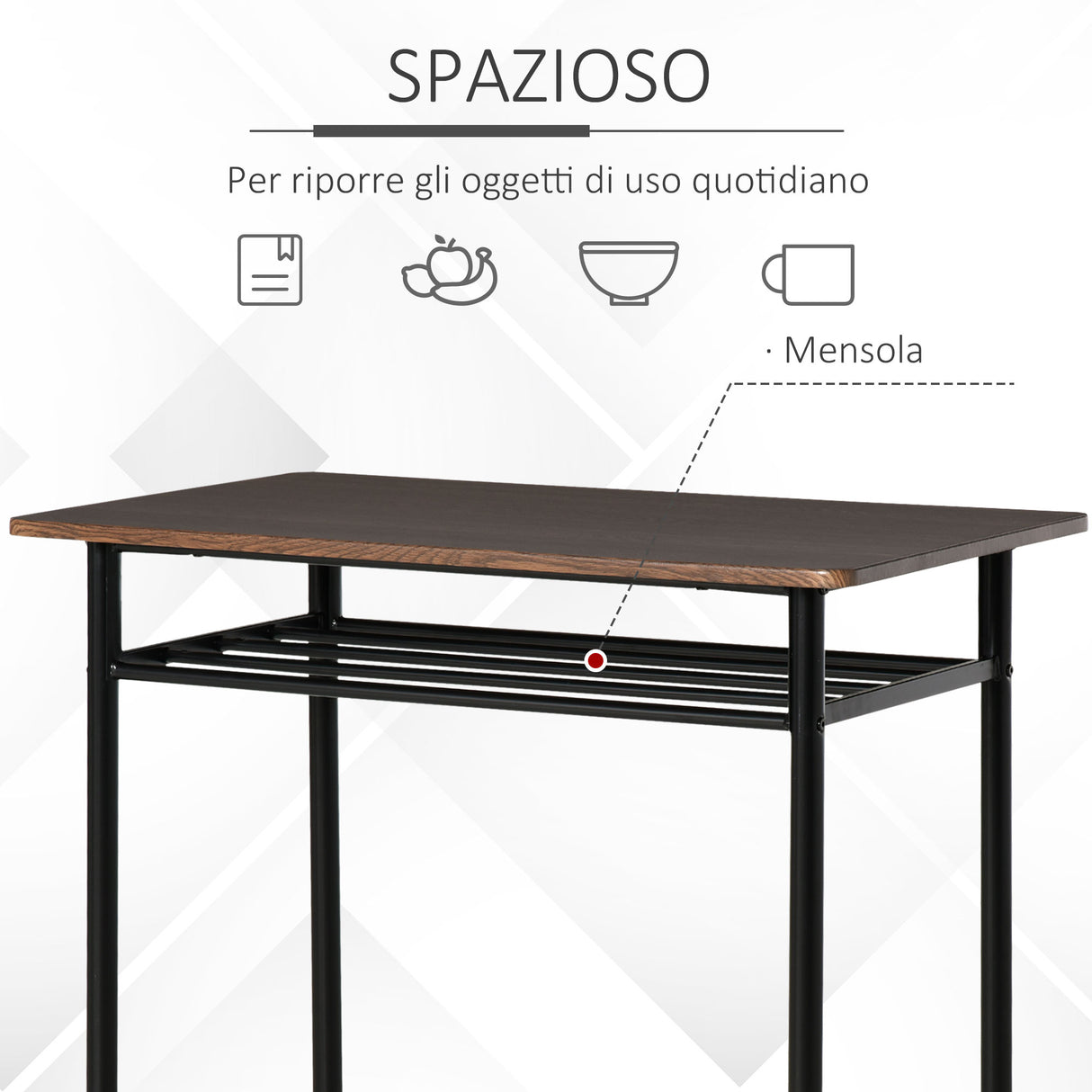 easycomfort easycomfort tavolo alto con 2 sgabelli per cucina soggiorno bar struttura in acciaio con poggiapiedi e mensola ean 8054144130316
