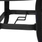 easycomfort easycomfort tavolo da giardino rotondo con foro per ombrellone in acciaio e vetro 106 5x71cm nero