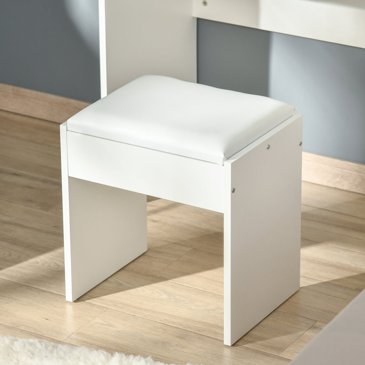 easycomfort easycomfort tavolo da trucco con specchio richiudibile tavolo da trucco moderno con sgabello vano contenitore 4 scomparti mdf bianco 80x40x79 cm ean 8054111848237