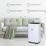 easycomfort deumidificatore da 20l 3 modalita e 2 velocita timer 24h design silenzioso 33.5x23x57cm bianco