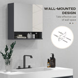 easycomfort easycomfort armadietto con specchiera bagno a 2 ante e mensole regolabili in legno 55x17x55cm grigio