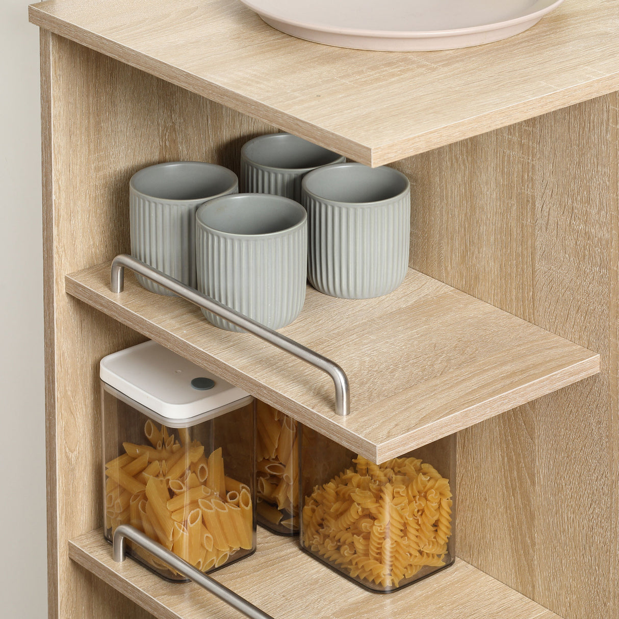easycomfort easycomfort carrello da cucina portavivande con cassetto ripiani e armadietto in legno acciaio e vetro 65x39x80cm