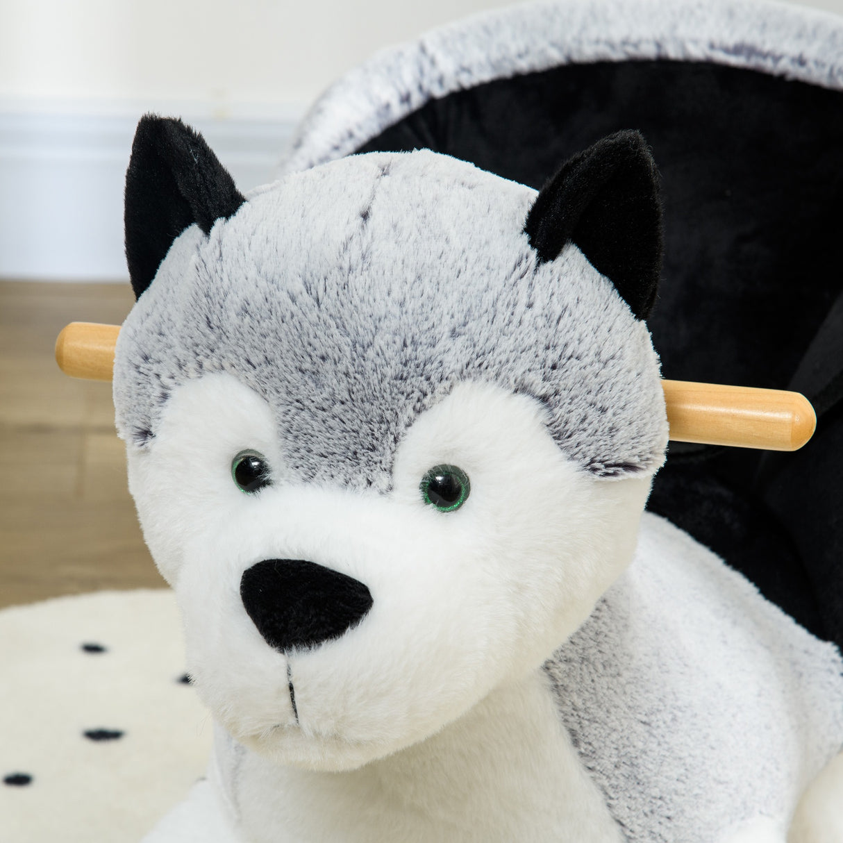 easycomfort easycomfort cavallo a dondolo a forma di cane husky per bambini da 18 36 mesi 60x33x50cm grigio