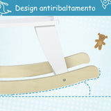easycomfort easycomfort cavallo a dondolo bambini da 1 3 anni in legno con maniglie e poggiapiedi 68x26 5x48 cm bianco