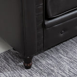 easycomfort easycomfort divano 2 posti in stile chesterfield in pelle pu con cuscino rimovibile 160x84x80 cm nero