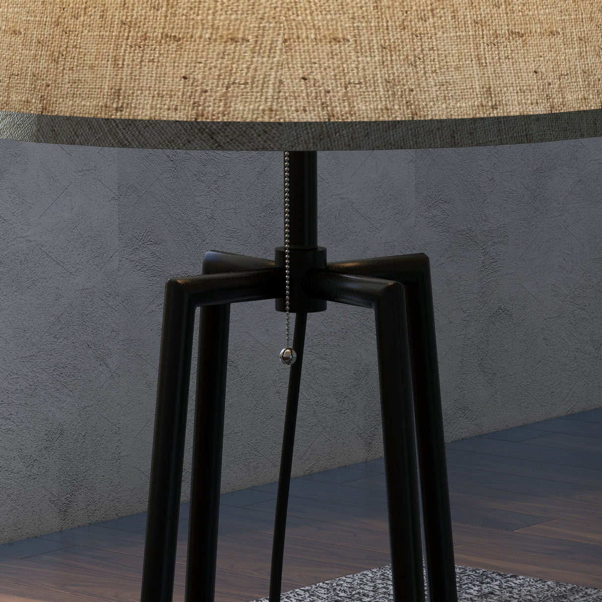 easycomfort easycomfort lampada da terra a 2 ripiani in metallo e mdf con paralume in tessuto 42x166 cm nero e marrone
