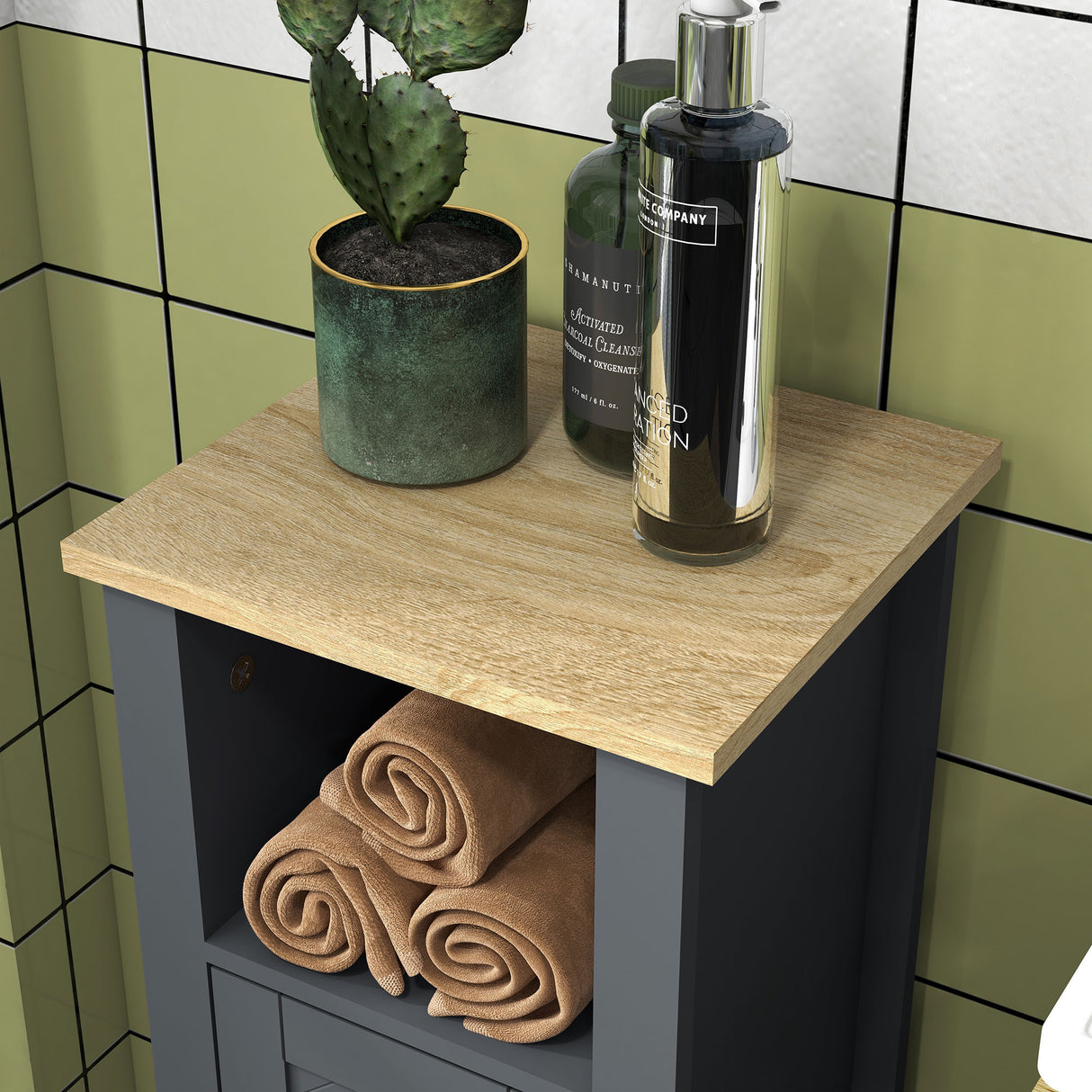 easycomfort easycomfort mobile bagno salvaspazio con armadietto e ripiano aperto in legno 32x30x80cm grigio