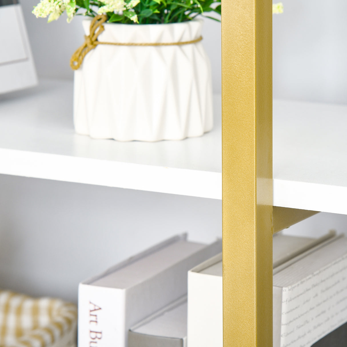 easycomfort easycomfort mobile libreria a 4 livelli rialzato e multiuso in mdf e acciaio 92x35x152cm