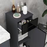 easycomfort easycomfort mobiletto bagno in truciolato con cassetto e armadietto a 2 livelli regolabili 30x30x82 cm nero e grigio