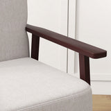 easycomfort easycomfort poltrona a dondolo in tessuto effetto lino e legno con braccioli e cuscini 66x78x76 cm beige e marrone