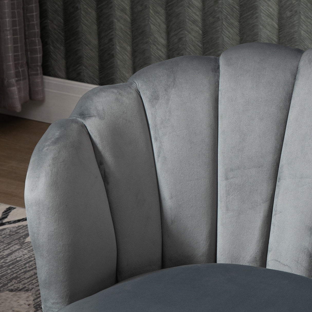 easycomfort easycomfort poltrona in velluto imbottita con schienale a conchiglia 66x66x78 5cm grigio