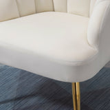 easycomfort easycomfort poltrona in velluto imbottita con schienale a conchiglia e gambe in acciaio per camera e salotto 63x65x84cm crema