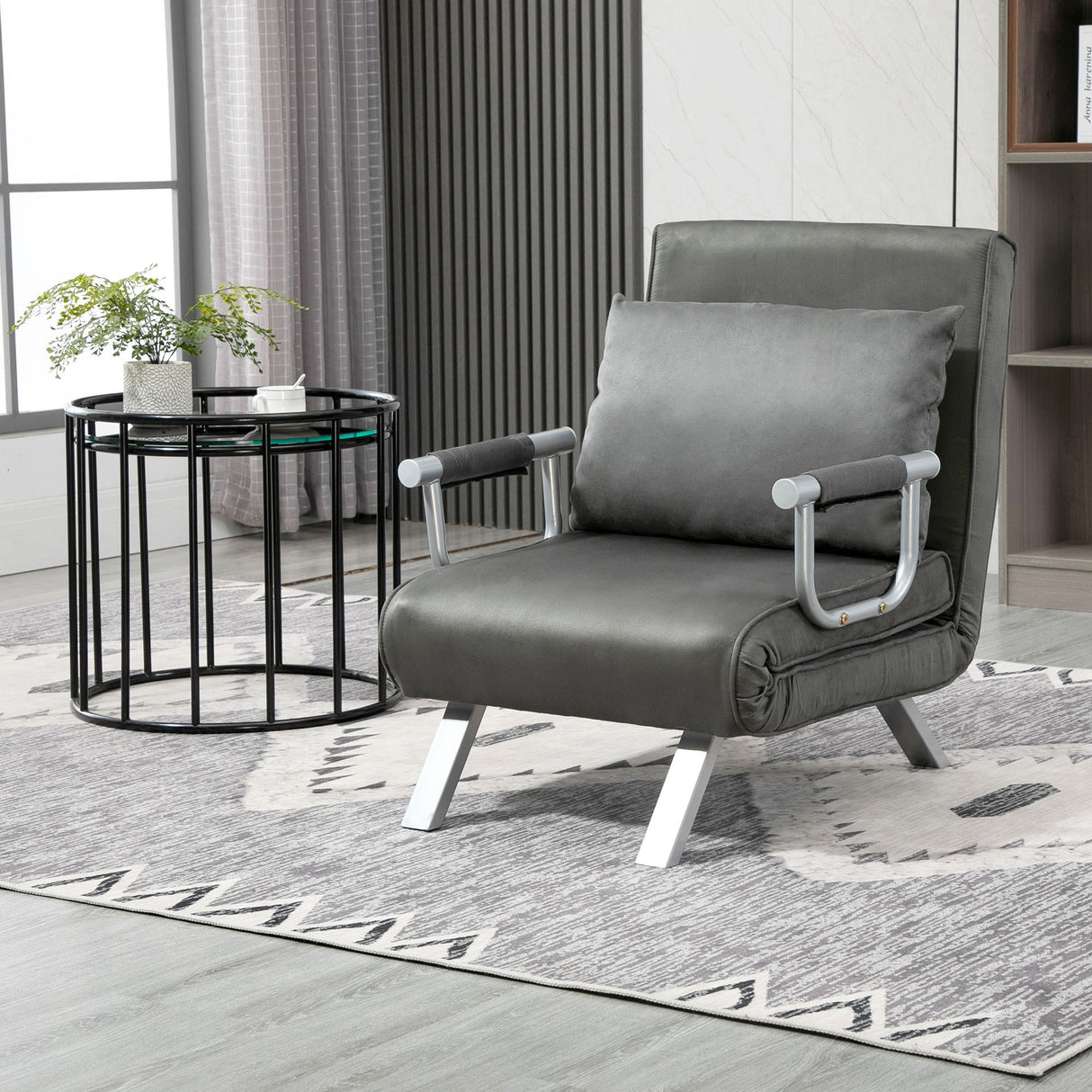 easycomfort easycomfort poltrona letto singolo 3 in 1 con schienale reclinabile su 5 livelli e cuscino divano letto singolo pieghevole per soggiorno e salotto in pelle scamosciata e metallo 65x69x80 cm grigio ean 8055776911588