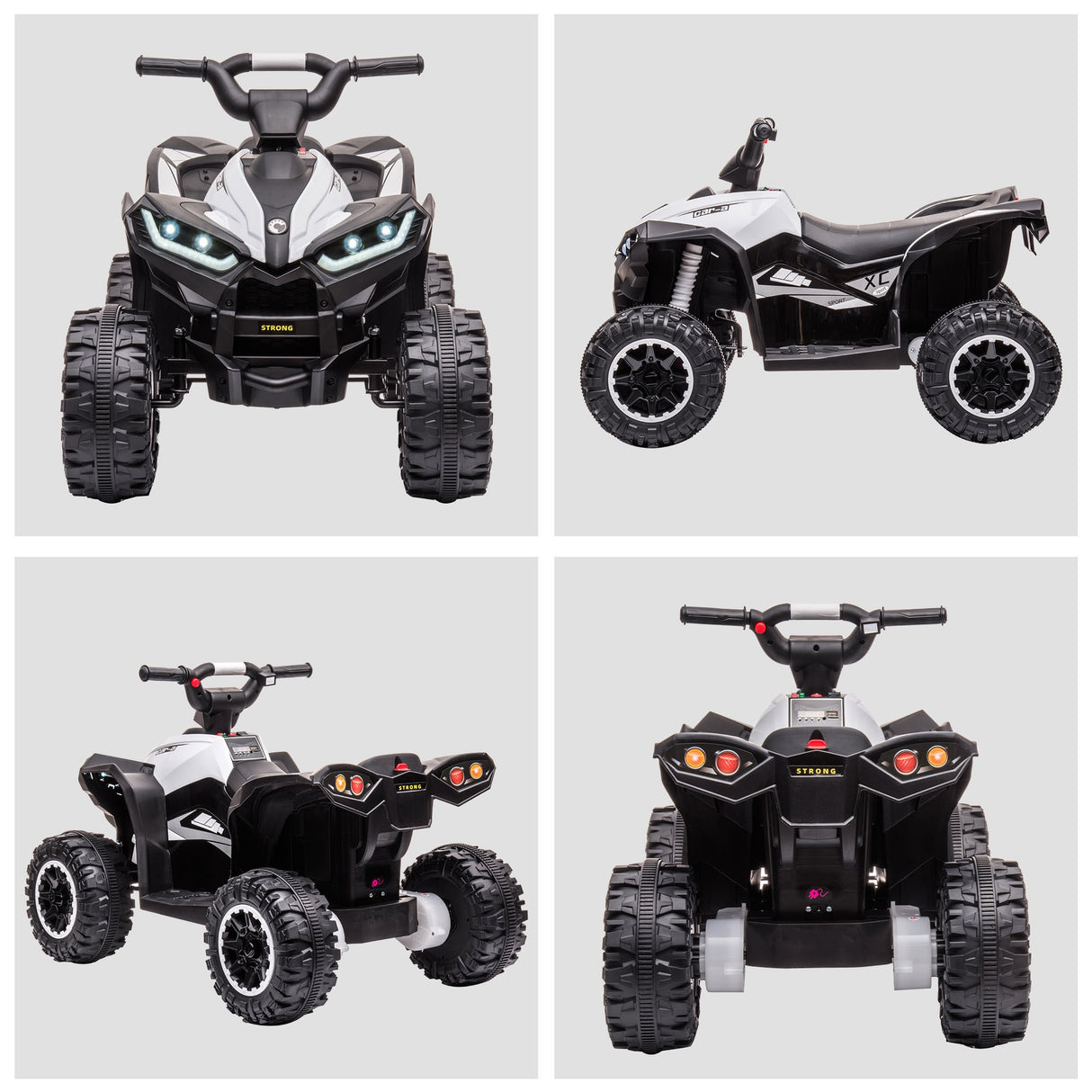 easycomfort easycomfort quad per bambini 3 5 anni elettrico 12v 2 velocita ruote larghe con sospensioni e fari led bianco