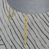 easycomfort easycomfort sgabello rotondo con vano contenitore in tessuto grigio e oro 36x36x45cm